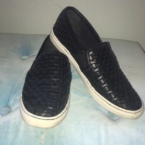 Black leather sneakers size 7 by Arturo Chiang
